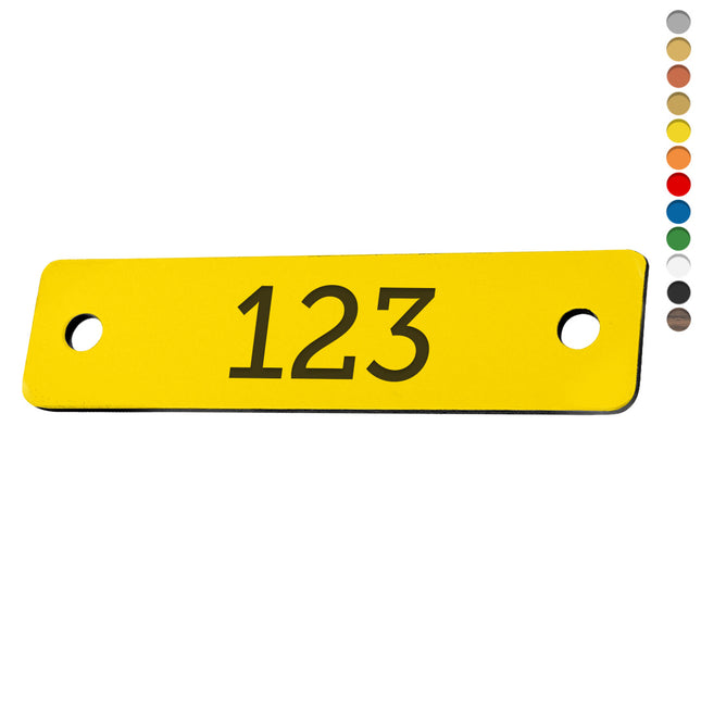 Plastic rectangular numbered tag with two holes - 1 pc