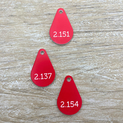 Llavero forma de gota de acrilico con numeracion - Por unidad
