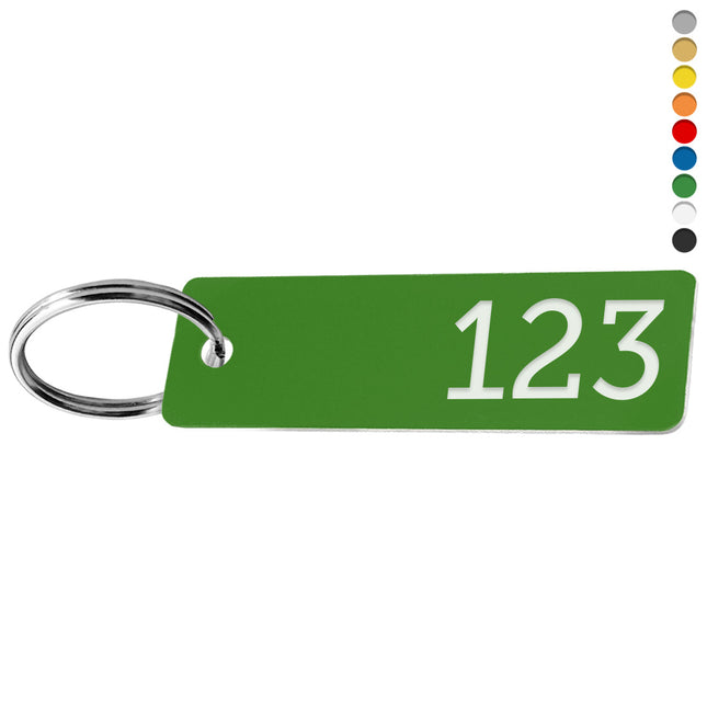 Llavero rectangular acostado de acrilico con numeracion - Por unidad