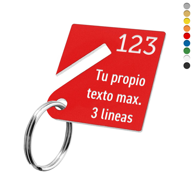 Llavero de acrilico con ranura, numero y texto - Por unidad