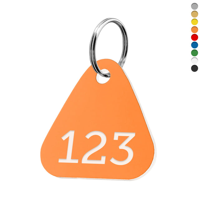 Llavero de acrilico triangulo con numero - Por unidad