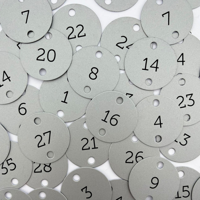 Aluminum numbered tag 50 mm with two holes - 1 pc