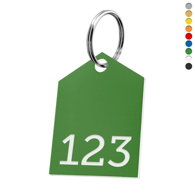 Llavero de acrilico forma casa con numero - Por unidad