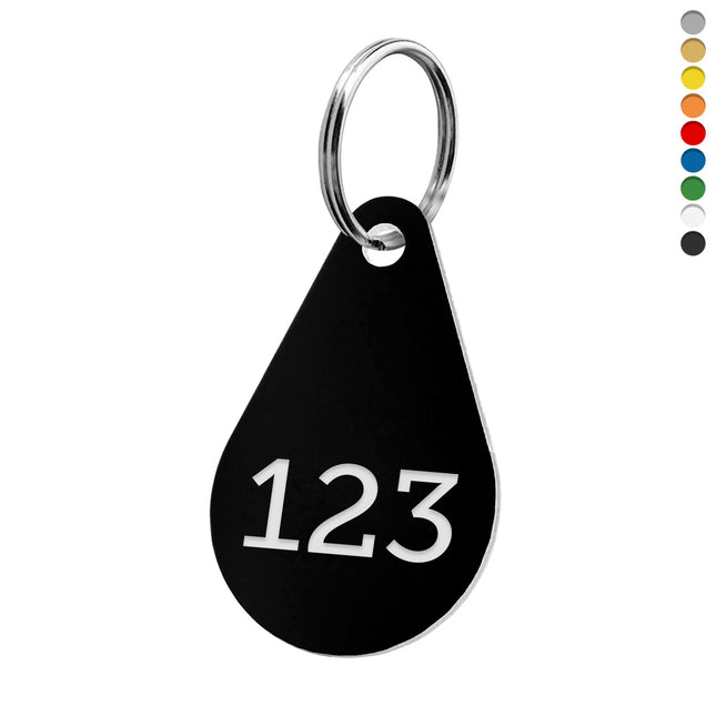 Llavero forma de gota de acrilico con numeracion - Por unidad