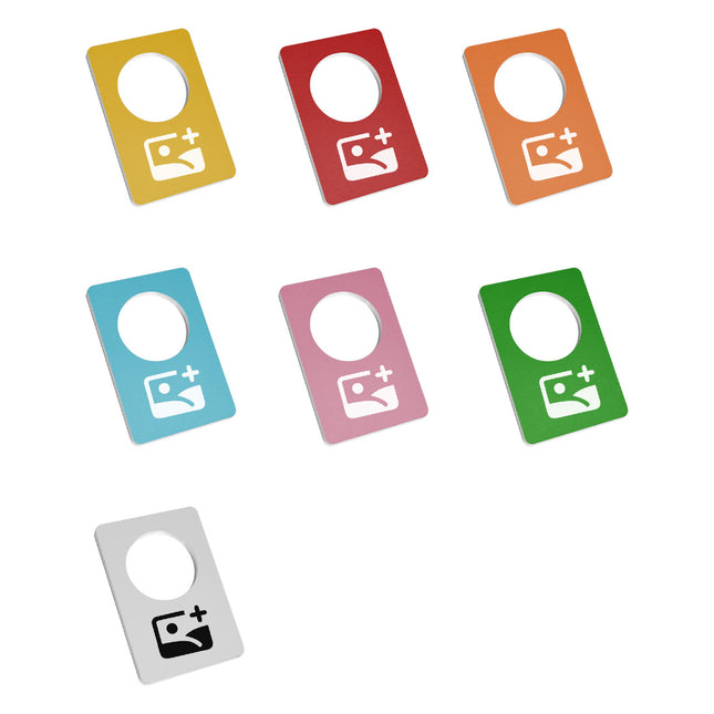 Fichas para guardarropa Harmony personalizable de aluminio 30x45 mm - Por unidad