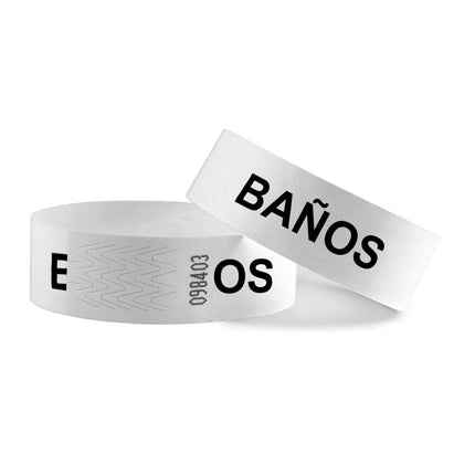 Pulseras de Tyrex blanco BAÑOS - 100 unidades