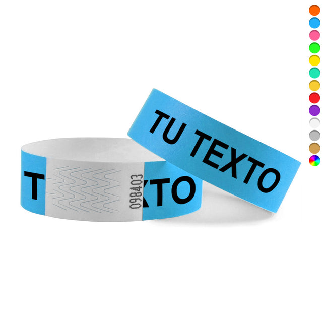 Pulseras de Tyrex personalizadas con tu texto - por 100 unidades