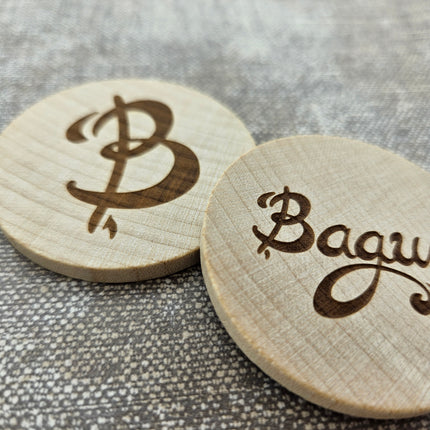 Fichas de madera grabadas personalizadas Ø50 mm - 100 unidades