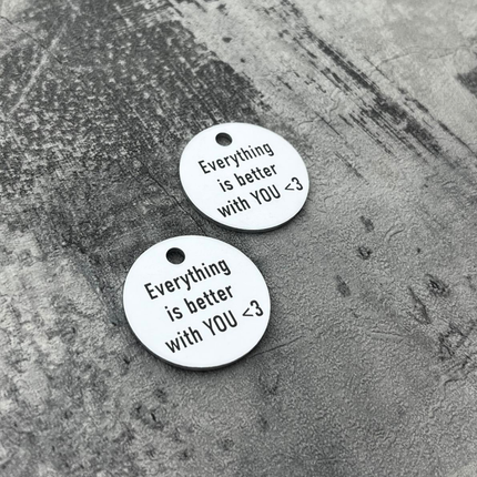 Llavero de aluminio plateado con texto personalizada - Por unidad