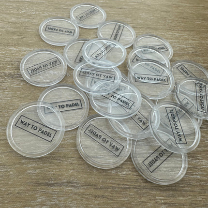 Fichas personalizadas transparentes Ø25 mm - 100 unidades