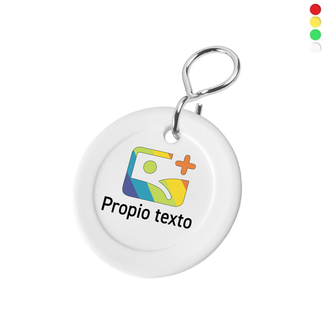 Llavero de plastico Holly con texto y logotipo Ø40 mm - Por unidad