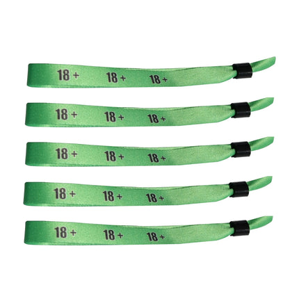 Pulseras de tela 18+ verde - 100 unidades