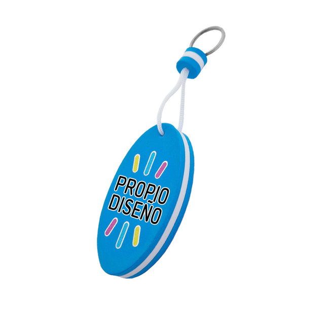 Llavero flotante azul con logotipo  50x90 mm - Por unidad