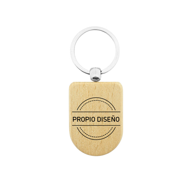 Llavero de madera media ovalado personalizable 50x35 mm - Por unidad