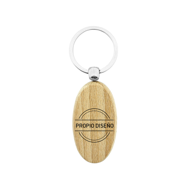 Llavero de madera ovalado personalizado 30x54mm - Por unidad
