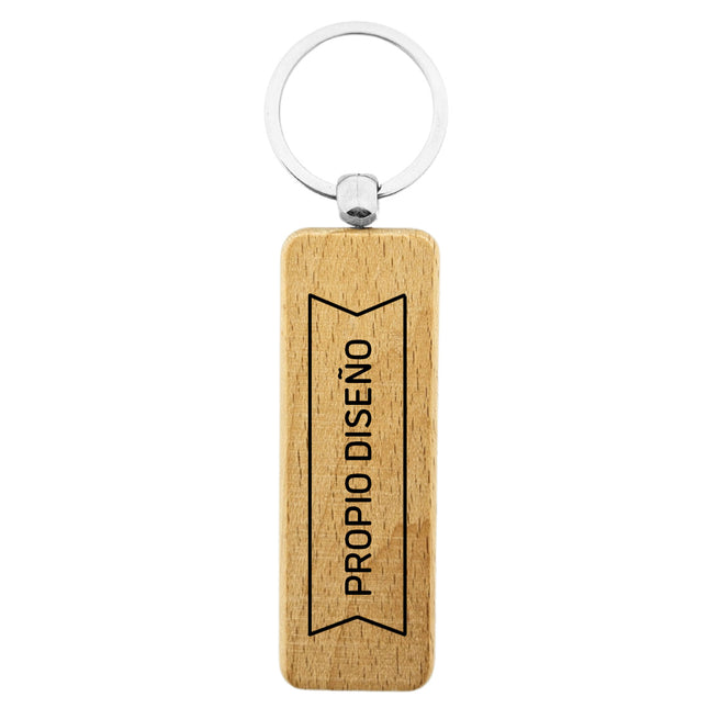 Llavero de madera rectangular personalizable 80x27 mm - Por unidad