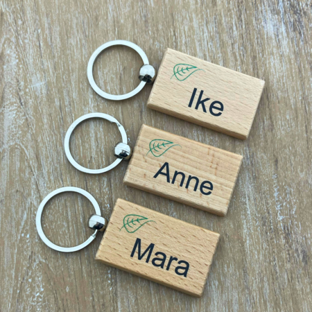 Llavero de madera rectangular personalizable 51x32 mm - Por unidad