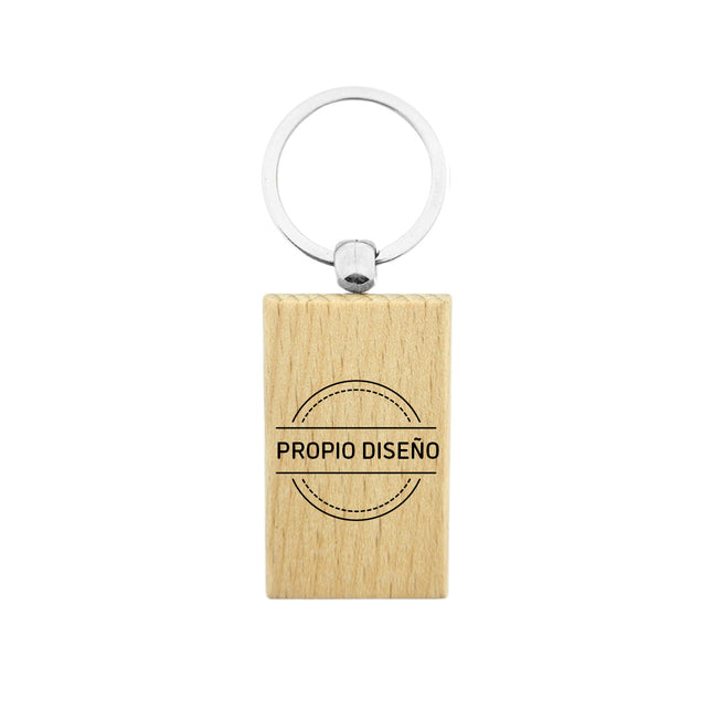 Llavero de madera rectangular personalizable 51x32 mm - Por unidad