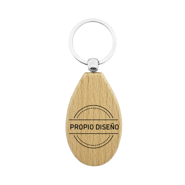 Llavero de madera gota personalizable 58x36 mm - Por unidad