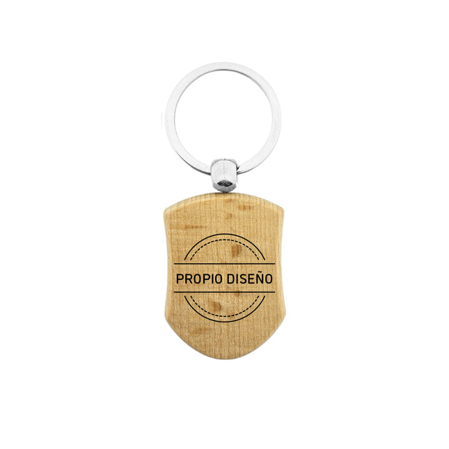 Llavero de madera escudo personalizable 45x32 mm - Por unidad