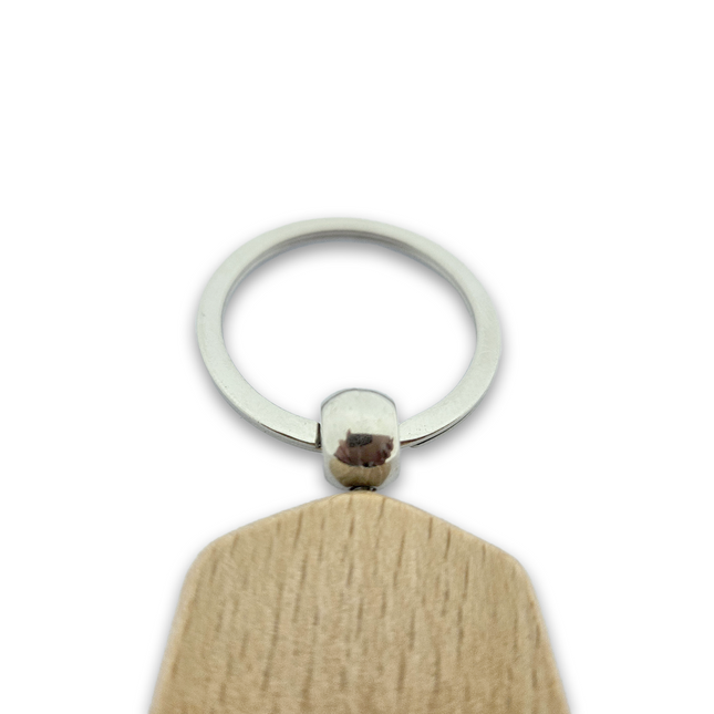 Llavero de madera hexagonal personalizable 48x35 mm - Por unidad