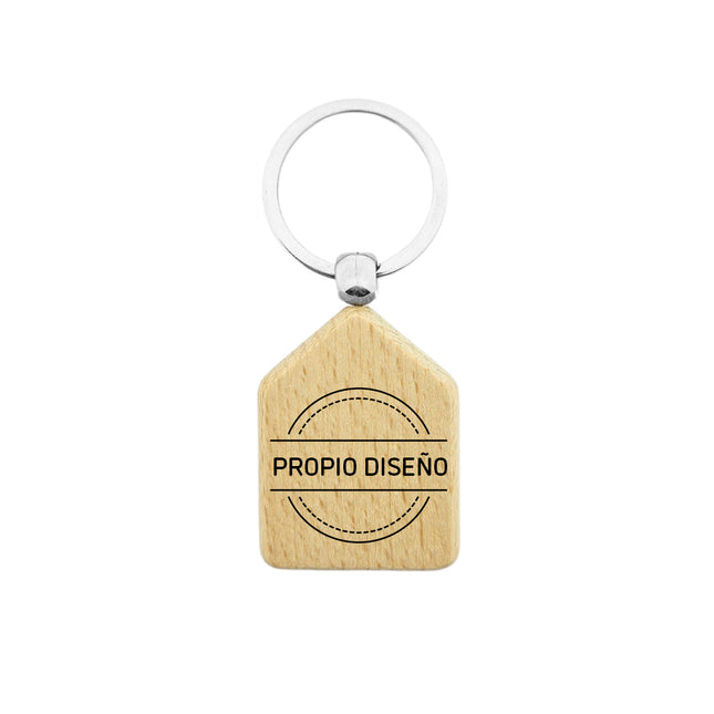 Llavero de madera forma de casa personalizable 35x45 mm - Por unidad