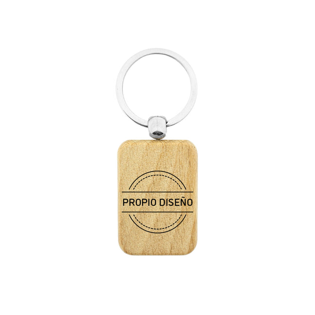 Llavero de madera rectangular pequeño personalizado 40x44 mm  - Por unidad