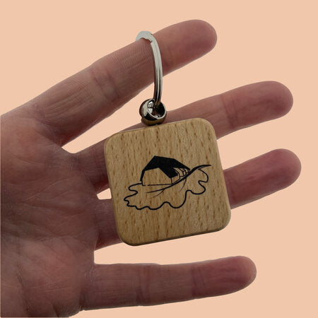 Llavero de madera cuadrada personalizable 40x40mm - Por unidad