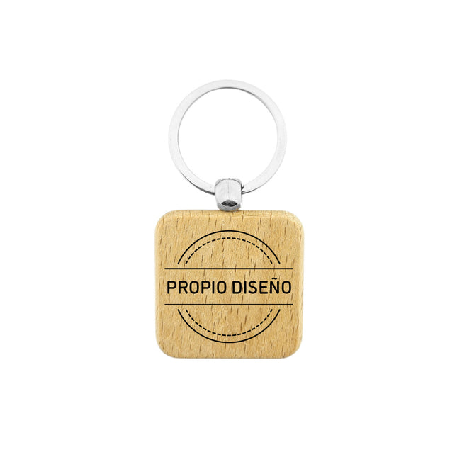 Llavero de madera cuadrada personalizable 40x40mm - Por unidad