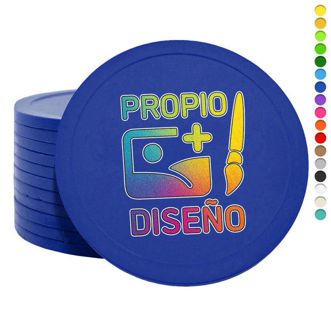 Fichas de plastico XXL personalizadas Ø70  mm - 1000 unidades
