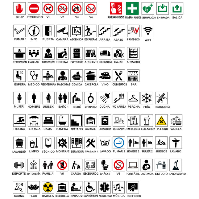 Arrow right and symbol door sign 165x45mm - 1 pc