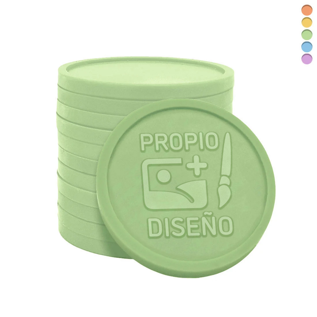 Fichas personalizadas en relieve reciclado Ø29 mm - 1000 unidades