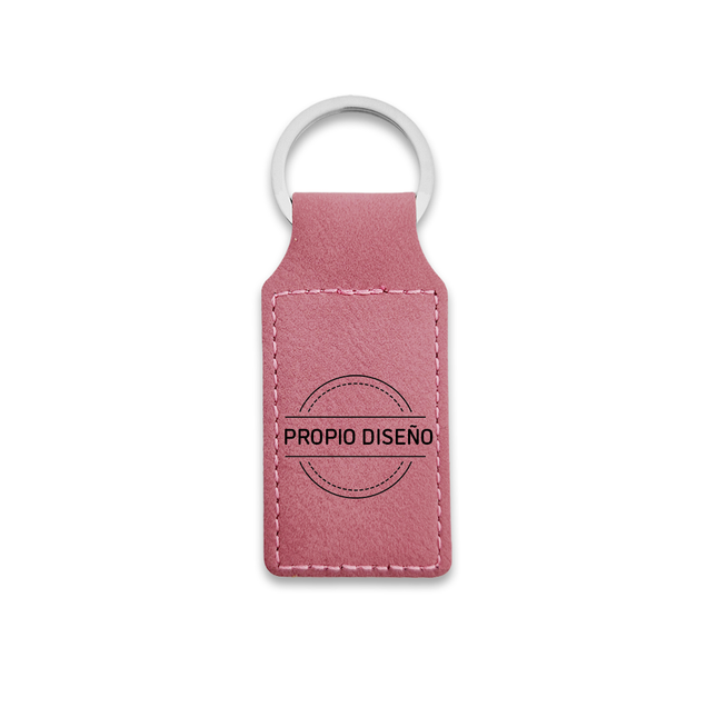 Llavero de cuero rosa con tu logotipo 33×70mm – Por unidad