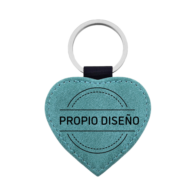 Llavero de cuero turquesa con tu logotipo 62x57mm - Por unidad