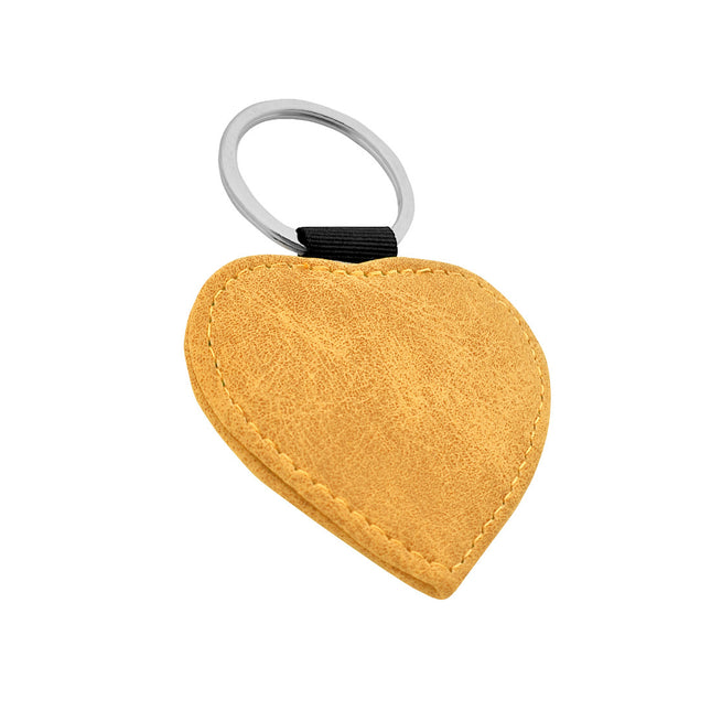 Llavero de cuero amarillo ocre con tu logotipo 62x57mm - Por unidad