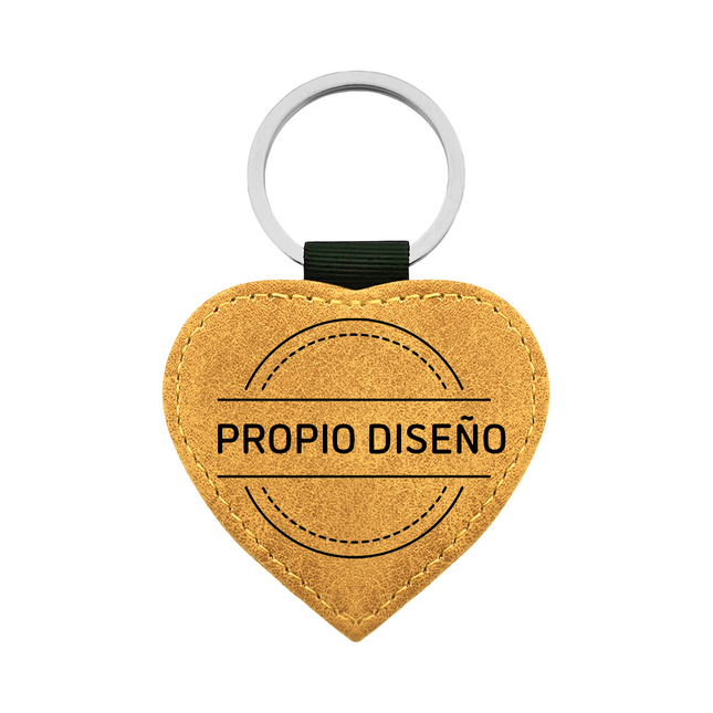Llavero de cuero amarillo ocre con tu logotipo 62x57mm - Por unidad