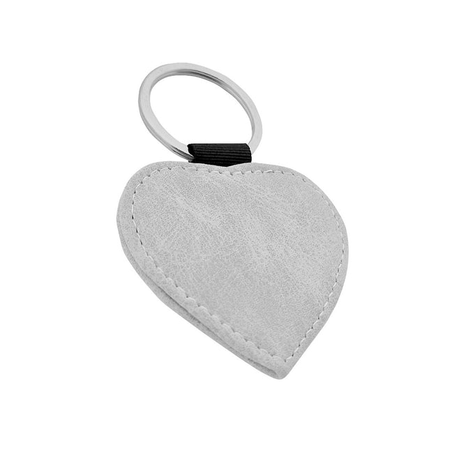 Llavero de cuero gris claro con tu logotipo 62x57mm - Por unidad
