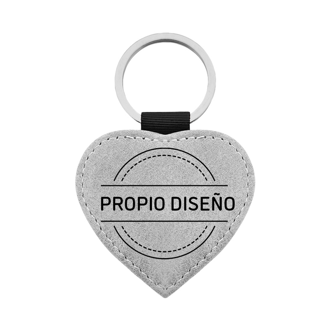 Llavero de cuero gris claro con tu logotipo 62x57mm - Por unidad