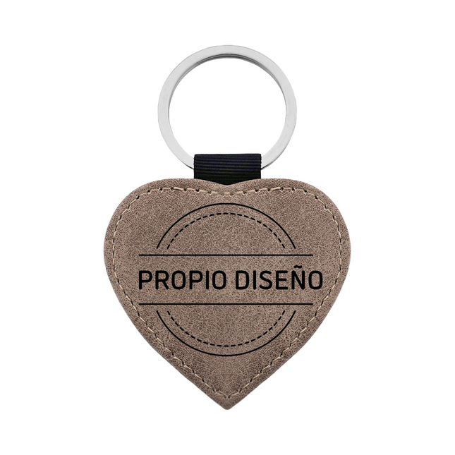 Llavero de cuero gris con tu logotipo 62x57mm - Por unidad