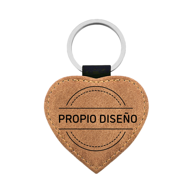 Llavero de cuero marrón claro con tu logotipo 62x57mm - Por unidad