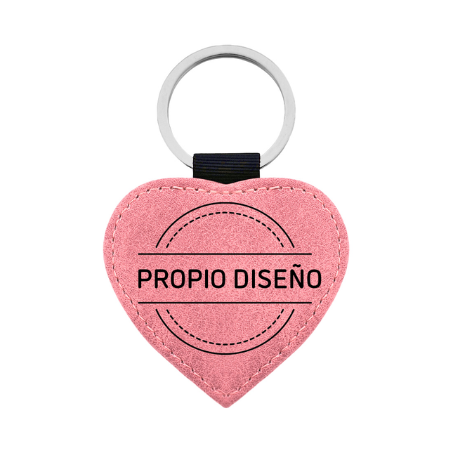 Llavero de cuero rosa con tu logotipo 62x57mm - Por unidad