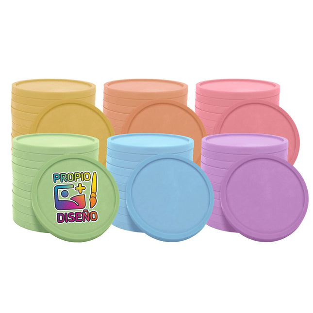 Fichas de plastico reciclado mezcla personalizadas Ø29mm - 108 unidades
