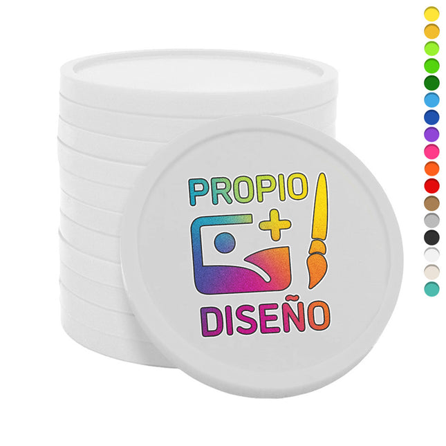 Fichas de plástico personalizades blanco Ø38mm - 1000 unidades