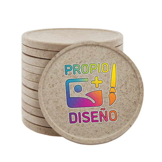 Fichas en fibra de madera personalizadas Ø35 mm - 100 unidades