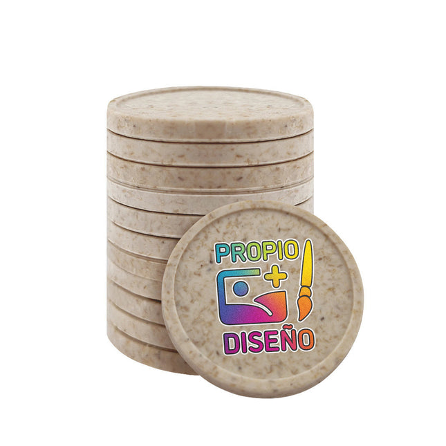 Fichas en fibra de madera personalizadas Ø23 mm - 100 unidades