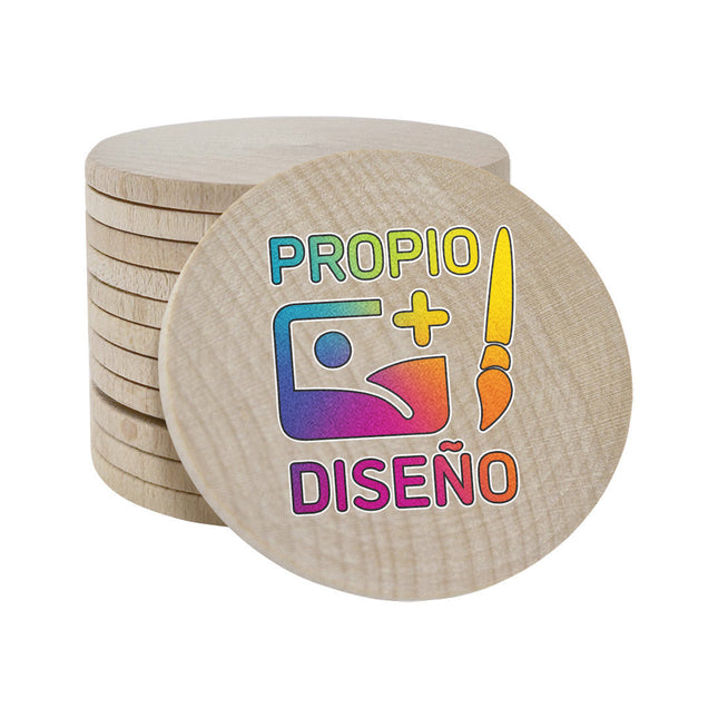 Fichas de madera personalizadas impresas Ø50 mm - 100 unidades