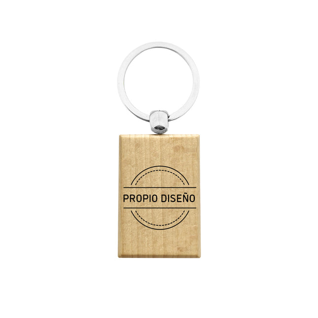 Llavero de madera rectangular personalizable 30x43 mm - Por unidad