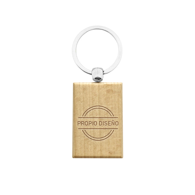 Llavero de madera rectangular con grabado 30x43 mm - Por unidad