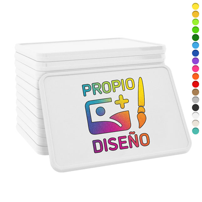 Fichas de plastico rectangular en blanco personalizadas 50x35 mm - 100 unidades