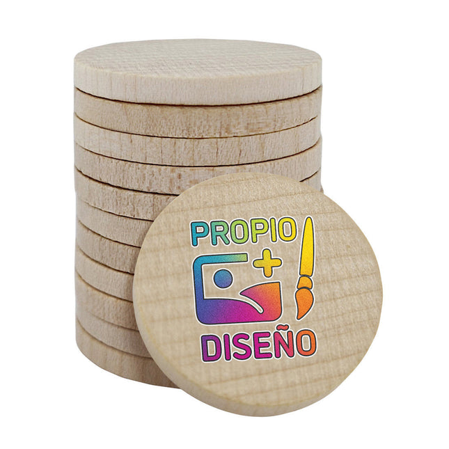 Fichas de madera personalizadas impresas Ø29 mm - 100 unidades